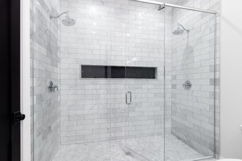 Open Concept Shower with Stone Accents