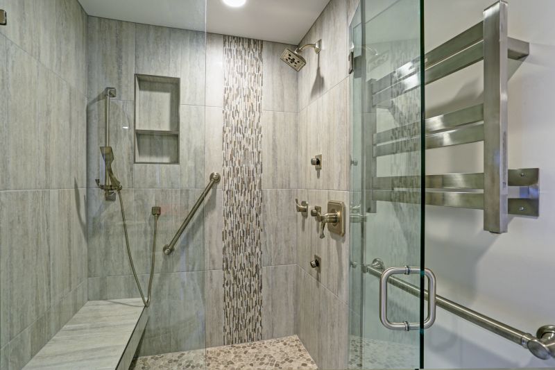 Shower with Built-in Niches and Marble Finish